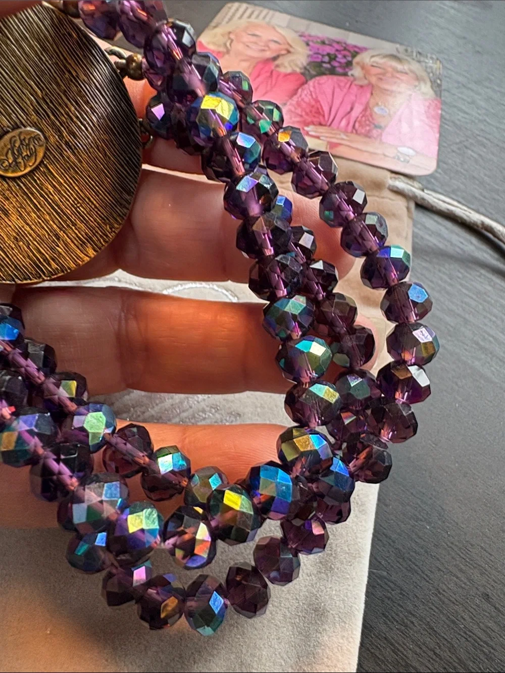 Kirks Folly Iridescent Purple Moon Face Bracelet - Picture 5 of 5